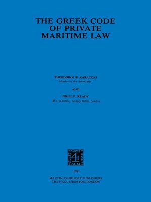 cover image of The Greek Code of Private Maritime Law